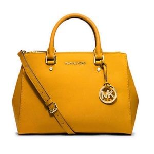 Michael Kors mustard yellow Sutton leather satchel